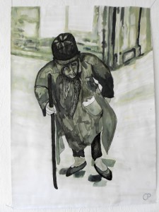 old man in the street, Chinatusche 29,7 x 21 cm 