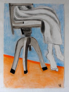 little witch on the chair, Pastell 85 x 60 cm
